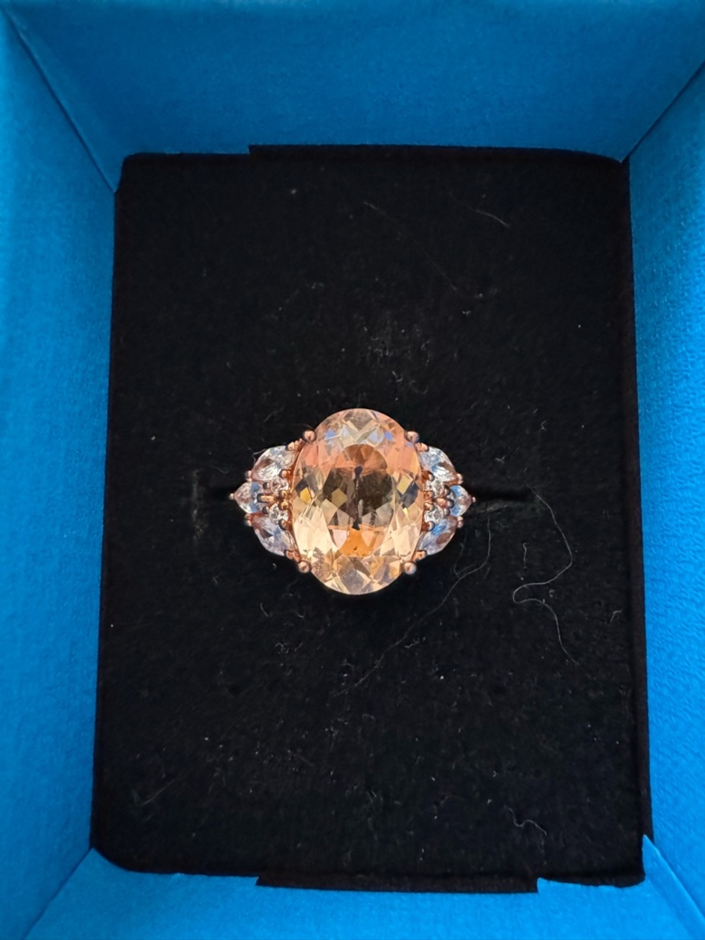 Elegant Rose Gold Morganite Cocktail Ring - Peach Pink Center